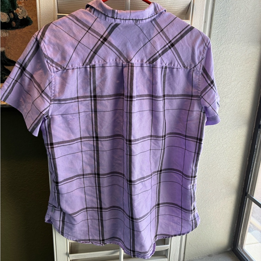 Eddie Bauer Lavender Plaid Button-Front Shirt - Picture 9 of 11